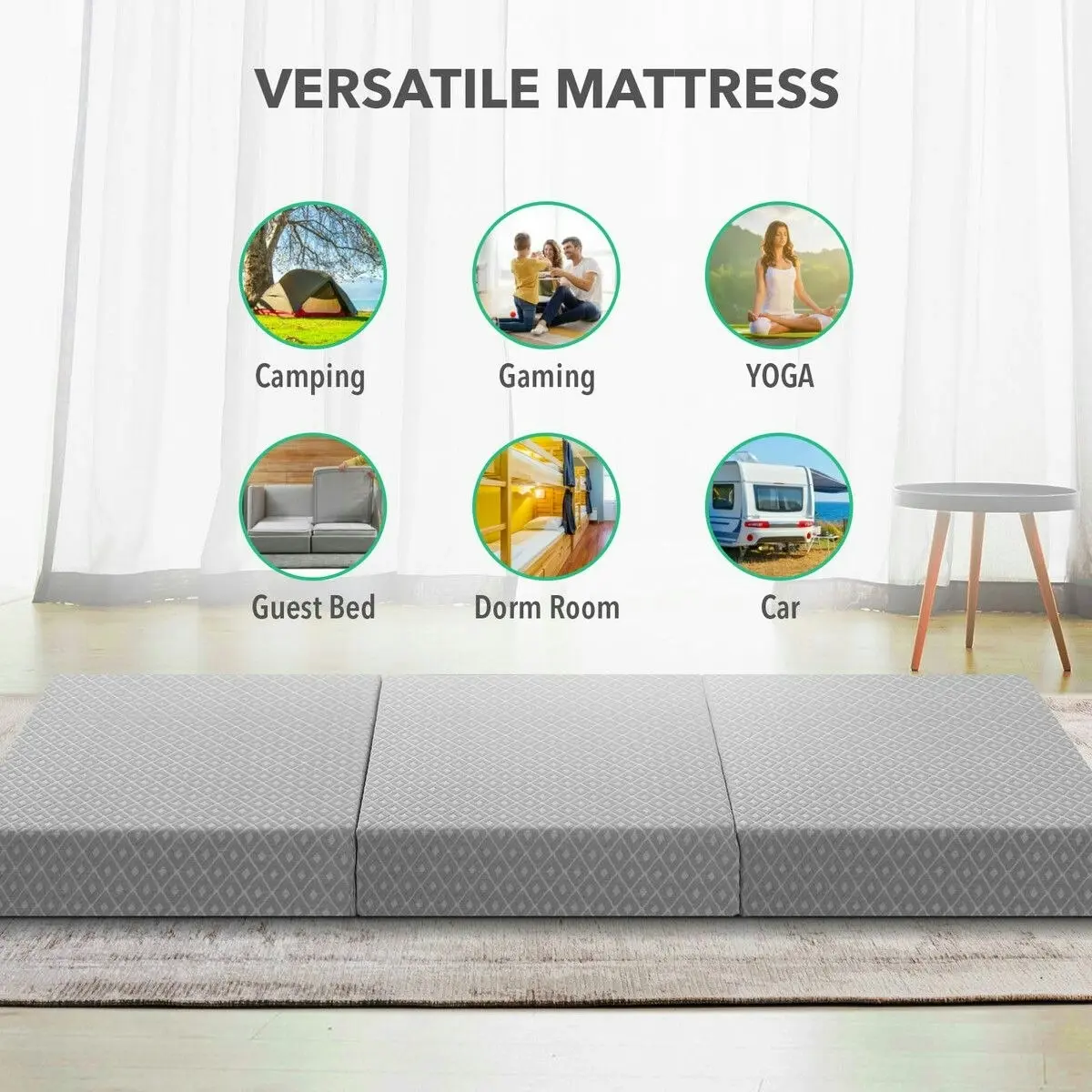 Luxdream Folding Foam Mattress Trifold Sofa Bed Camping Floor Portable Sleeping Mat Extra Thick Cushion Removable Cover Cot Size