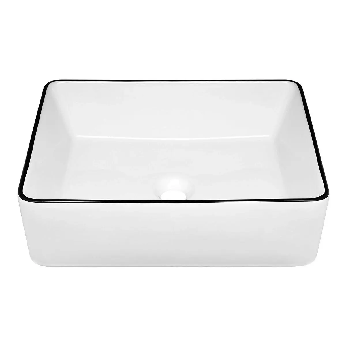 LUXSUITE White Bathroom Sink Vessel Washing Basin Vanity Hand Wash Bowl Above Counter Bath Toilet Countertop Modern Ceramic Rectangle