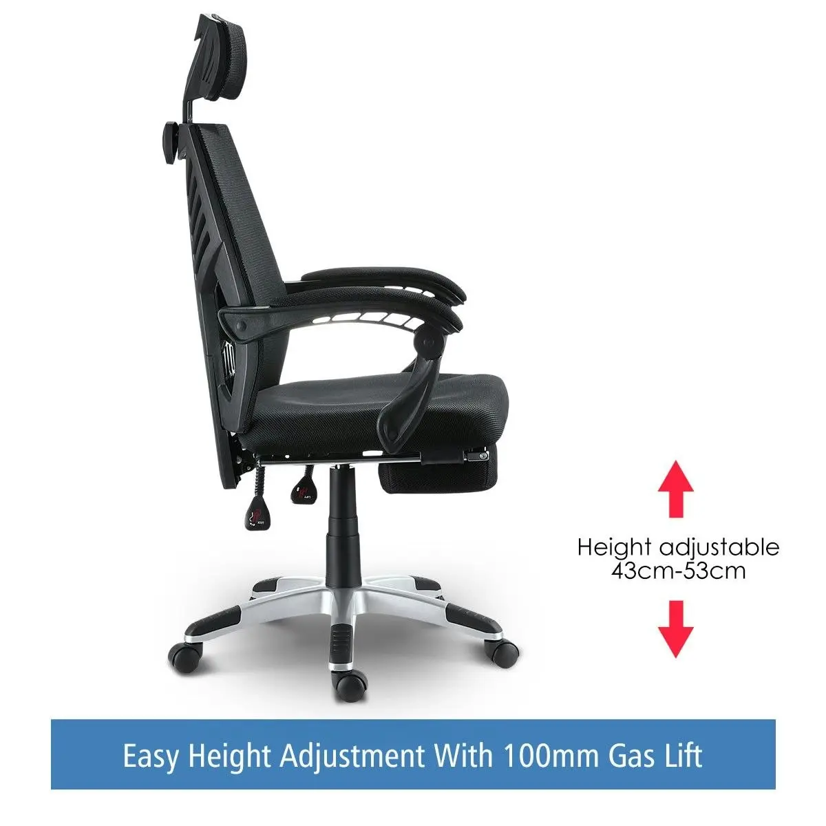 Ausway Executive High Back Mesh Office Computer Chair with Retractable Footrest