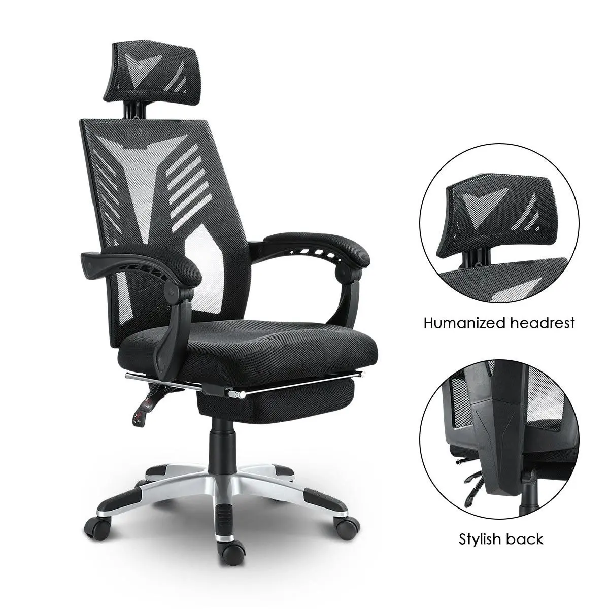 Ausway Executive High Back Mesh Office Computer Chair with Retractable Footrest