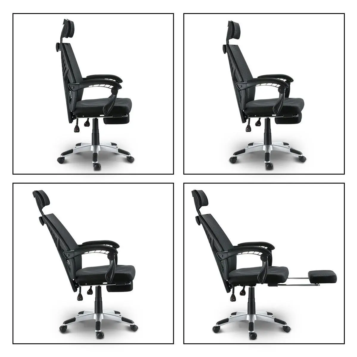 Ausway Executive High Back Mesh Office Computer Chair with Retractable Footrest