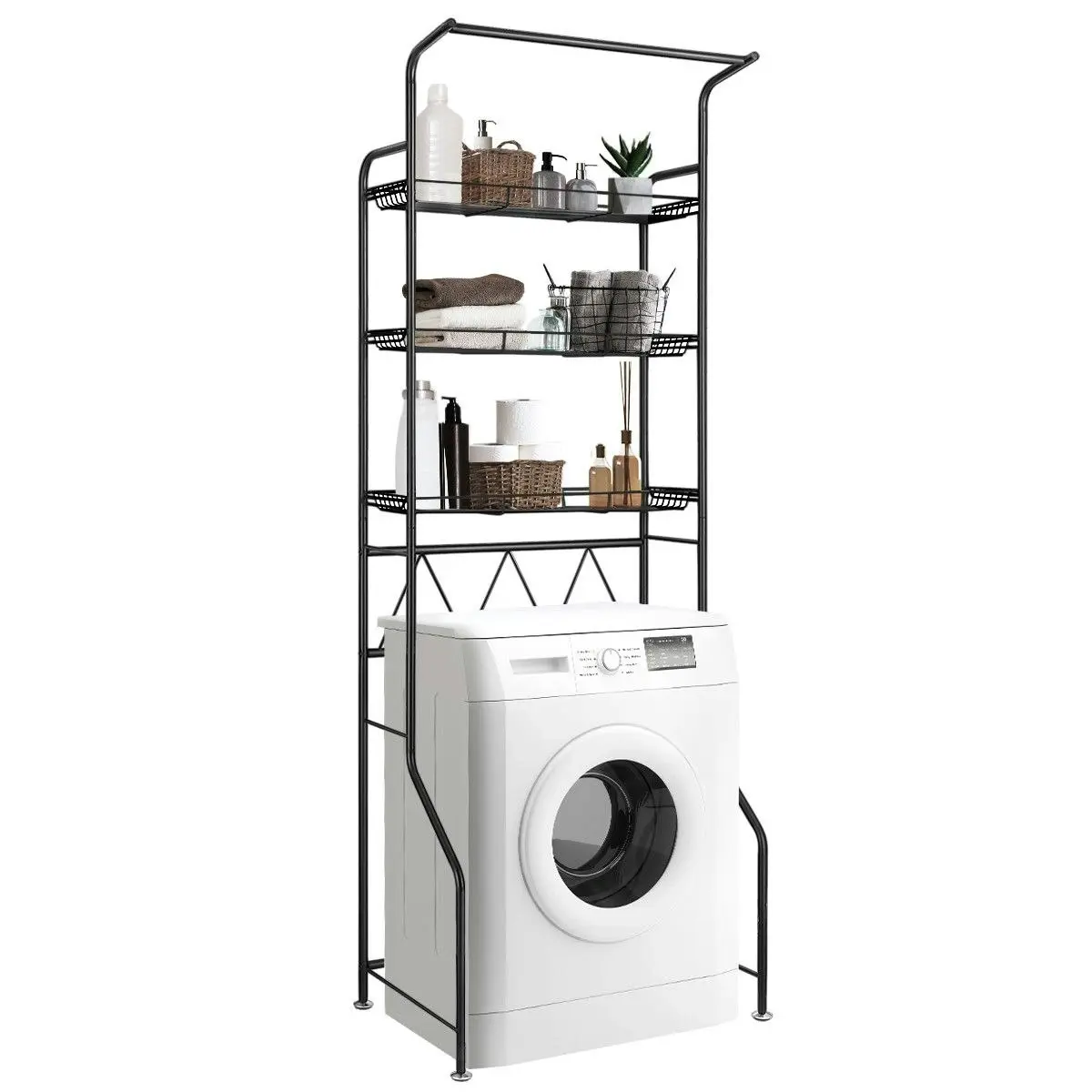 Ausway 3-Tier Steel Freestanding Bathroom Rack Shelves Over Toilet Washer Dryer Shelf Laundry Storage