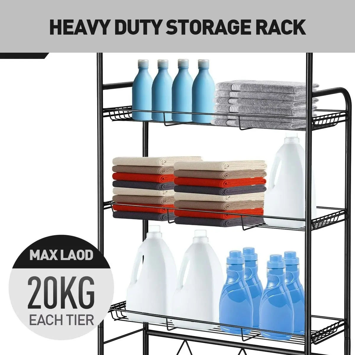 Ausway 3-Tier Steel Freestanding Bathroom Rack Shelves Over Toilet Washer Dryer Shelf Laundry Storage