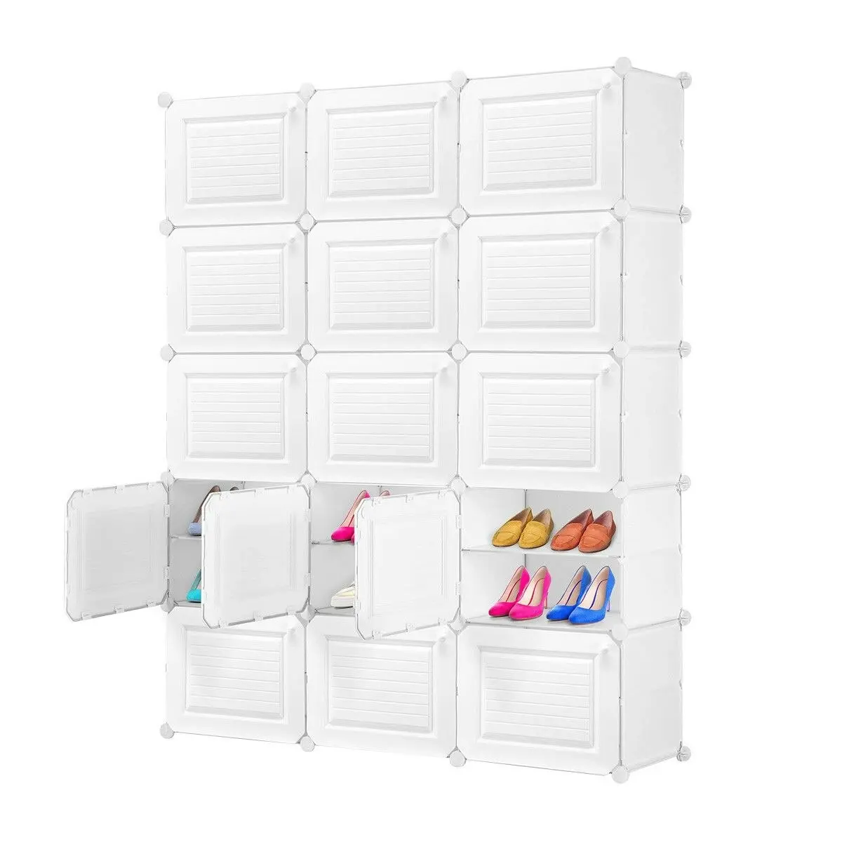 Ausway 60 Pairs Stackable Shoe Storage Box Organiser Cube DIY Shoe Cabinet Rack Shelf 30 Tier White