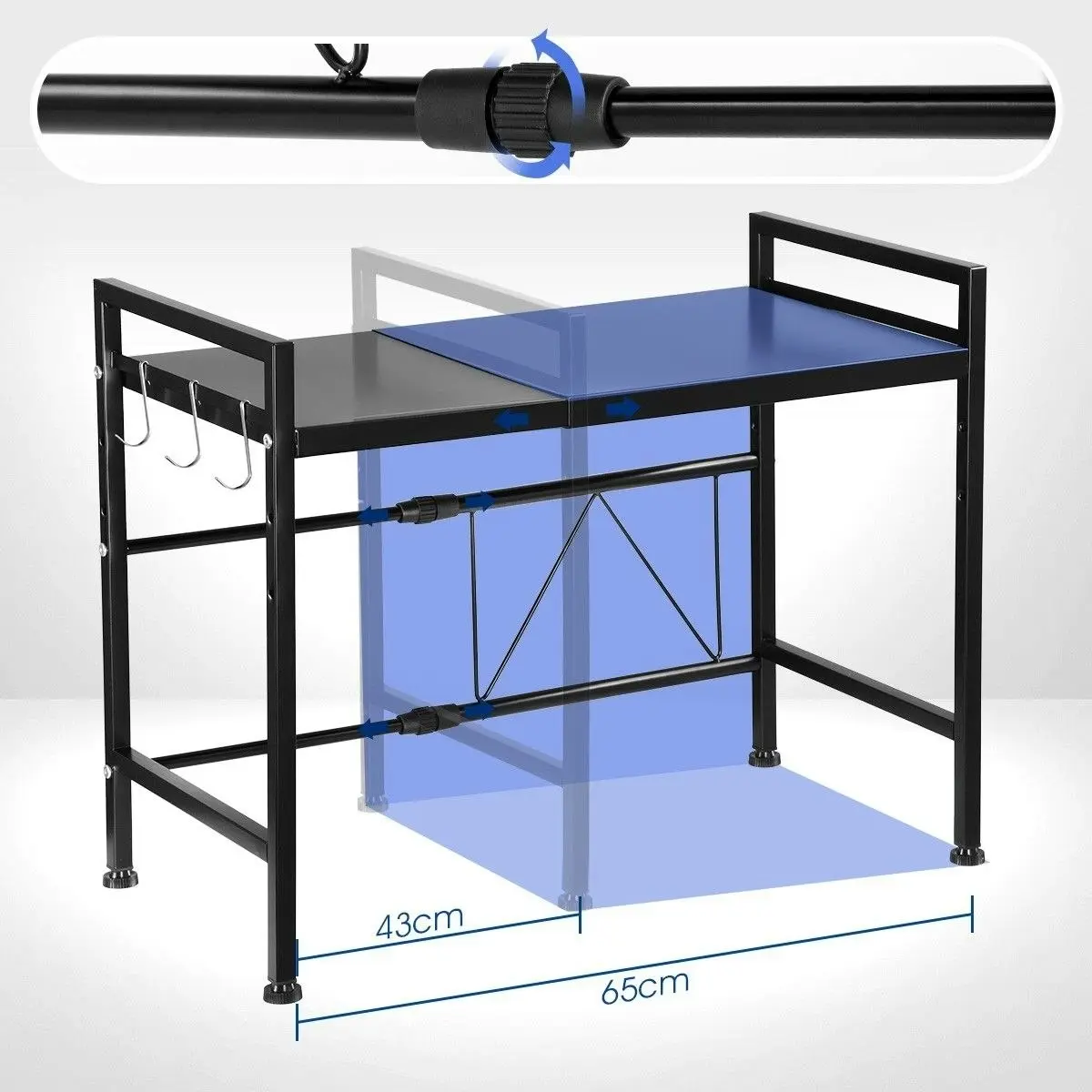 Ausway 2-Tier Expandable Microwave Oven Rack Stand Steel Kitchen Rack Shelf Cabinet