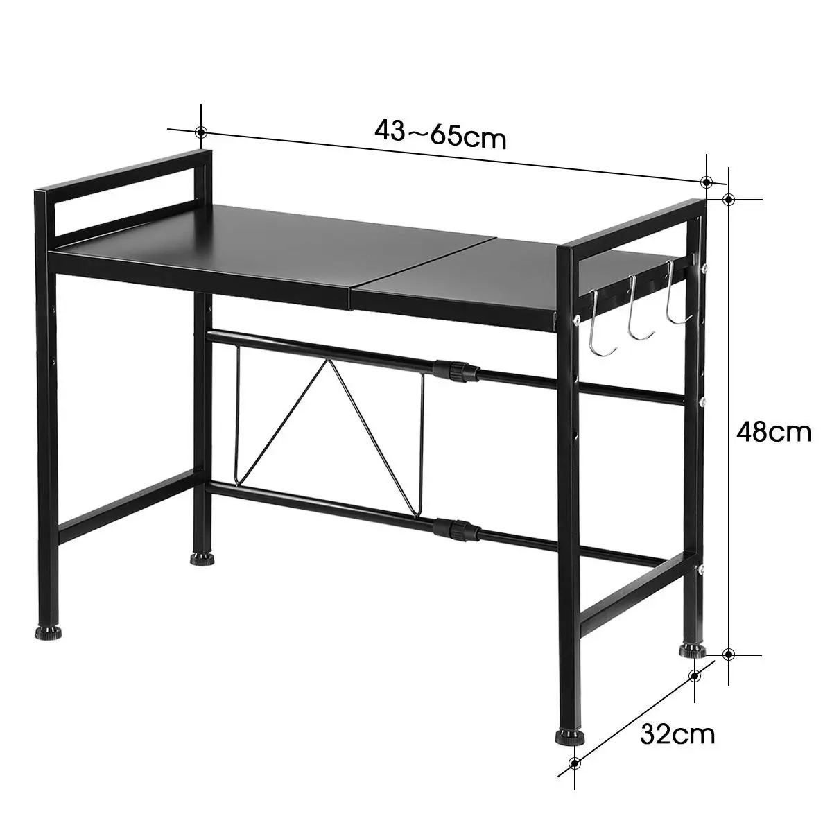 Ausway 2-Tier Expandable Microwave Oven Rack Stand Steel Kitchen Rack Shelf Cabinet