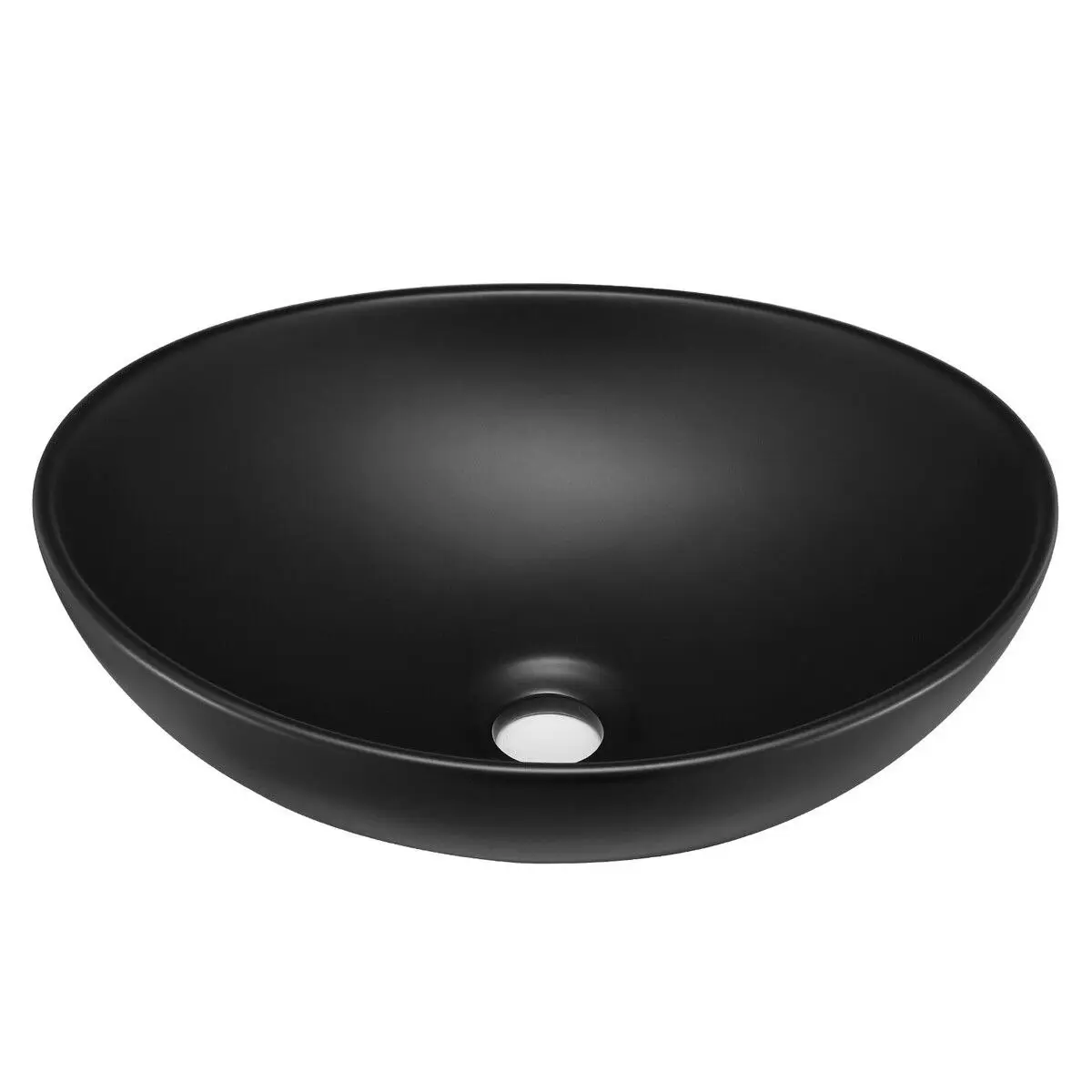 LUXSUITE Black Bathroom Sink Basin Vessel Wash Washing Vanity Bowl Countertop Above Counter Toilet Bath Hand Modern Oval Ceramic