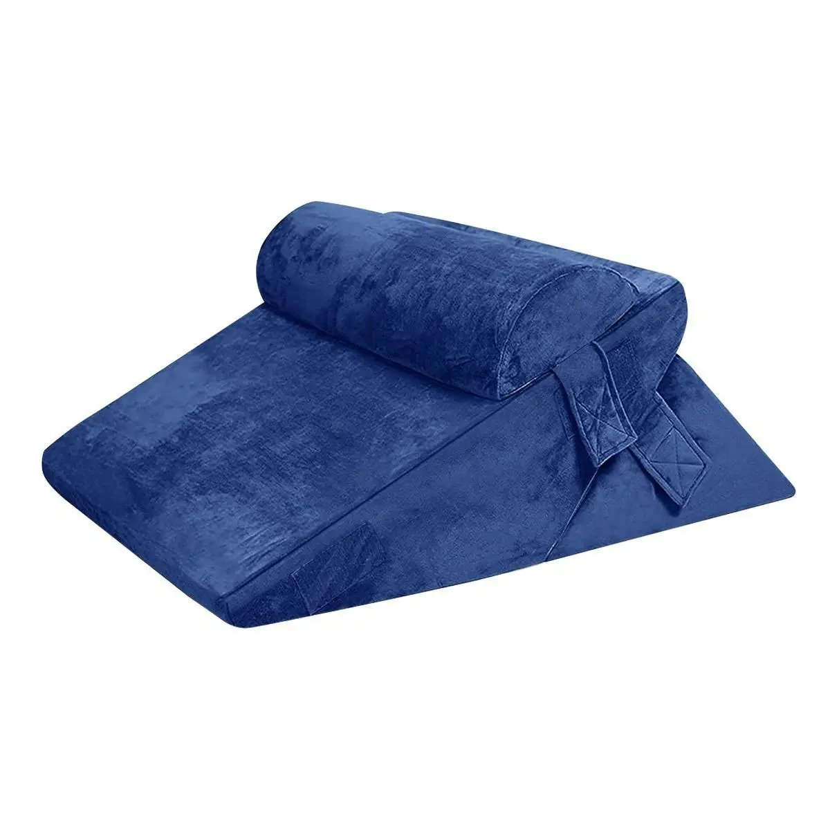 Ausway Wedge Pillow Set Triangle Memory Foam Bed Cushion Back and Head Support Adjustable Navy Blue