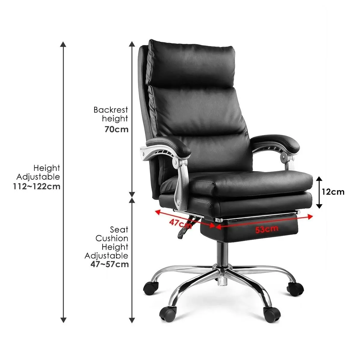 Neader Deluxe Adjustable Ergonomic PU Leather Office Chair with Footrest