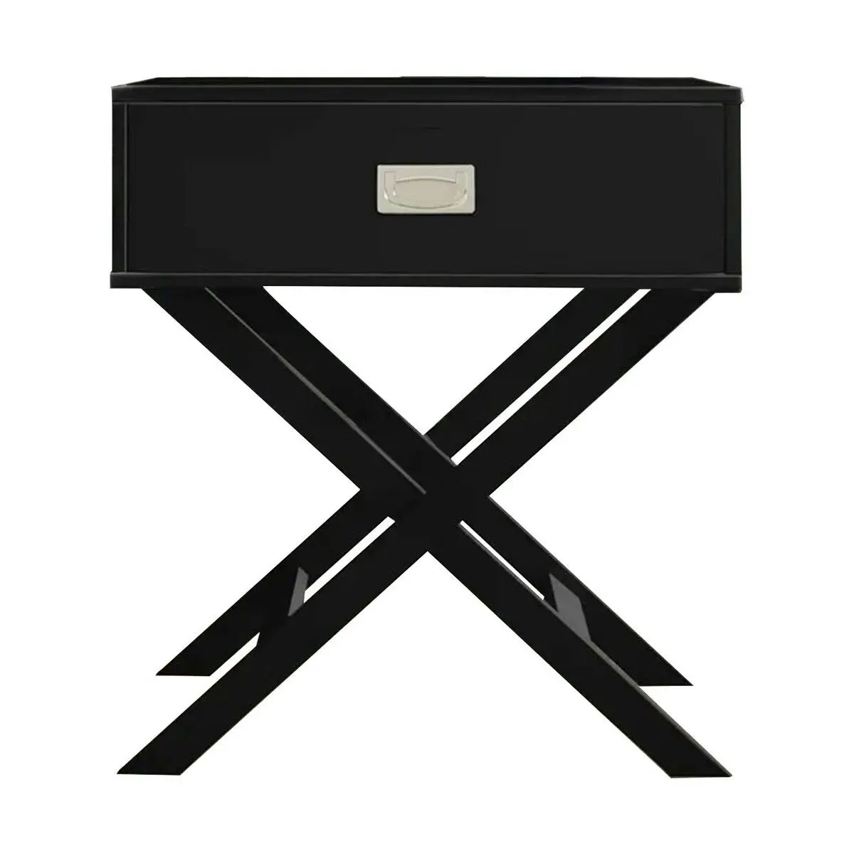 Ausway Black End Bedside Table With Drawer Modern Wooden Storage Cabinet Small Nightstand Living Room