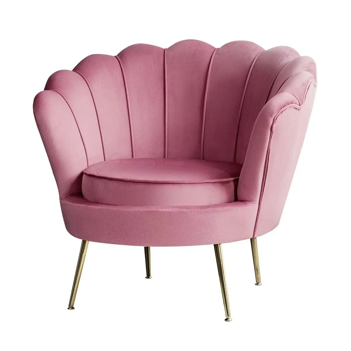 Ausway Upholstered Velvet Accent Armchair Lounge Chair Soft Single Sofa Dining Chair Pink