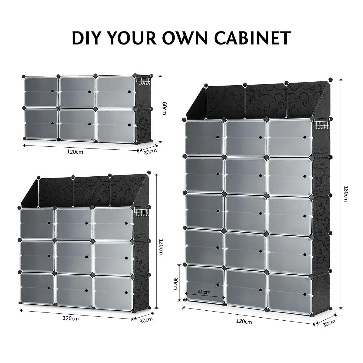 Ausway 60 Pairs Stackable Shoe Storage Box Organiser Cube DIY Shoe Cabinet Rack Shelf 30 Tier Black