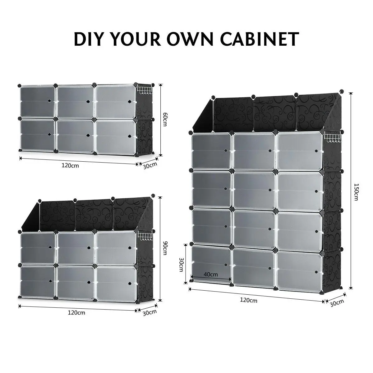 Ausway 48 Pairs Stackable Shoe Storage Box Organiser Cube DIY Shoe Cabinet Rack Shelf 24 Tier Black