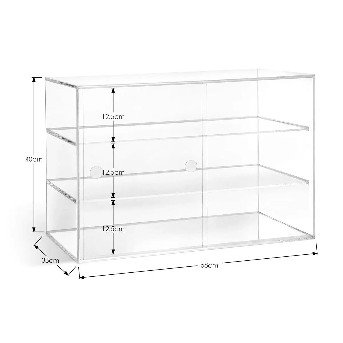 Ausway Acrylic Bakery Cake Display Cabinet Donuts Cupcake Pastries 3-Tier Large 5mm Thick