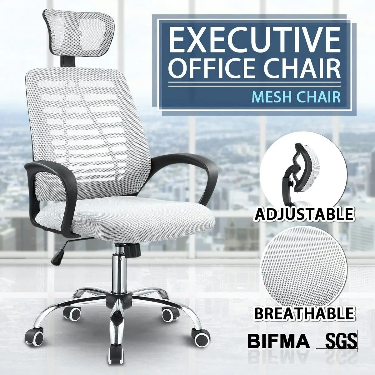 Ausway Executive Mesh Back Office Chair Computer Chair w/ Breathable Cushion and Armchairs