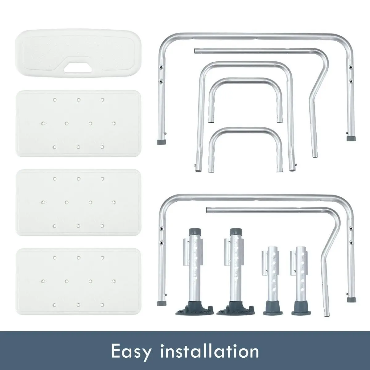 Ausway Medical Tub Transfer Bench Adjustable Shower Bath Seat Stool with Armrest and Back