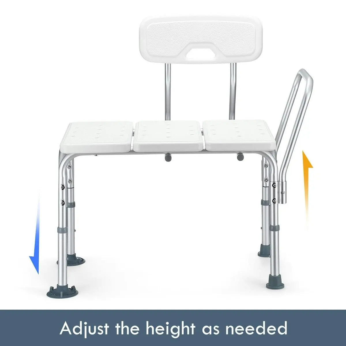 Ausway Medical Tub Transfer Bench Adjustable Shower Bath Seat Stool with Armrest and Back