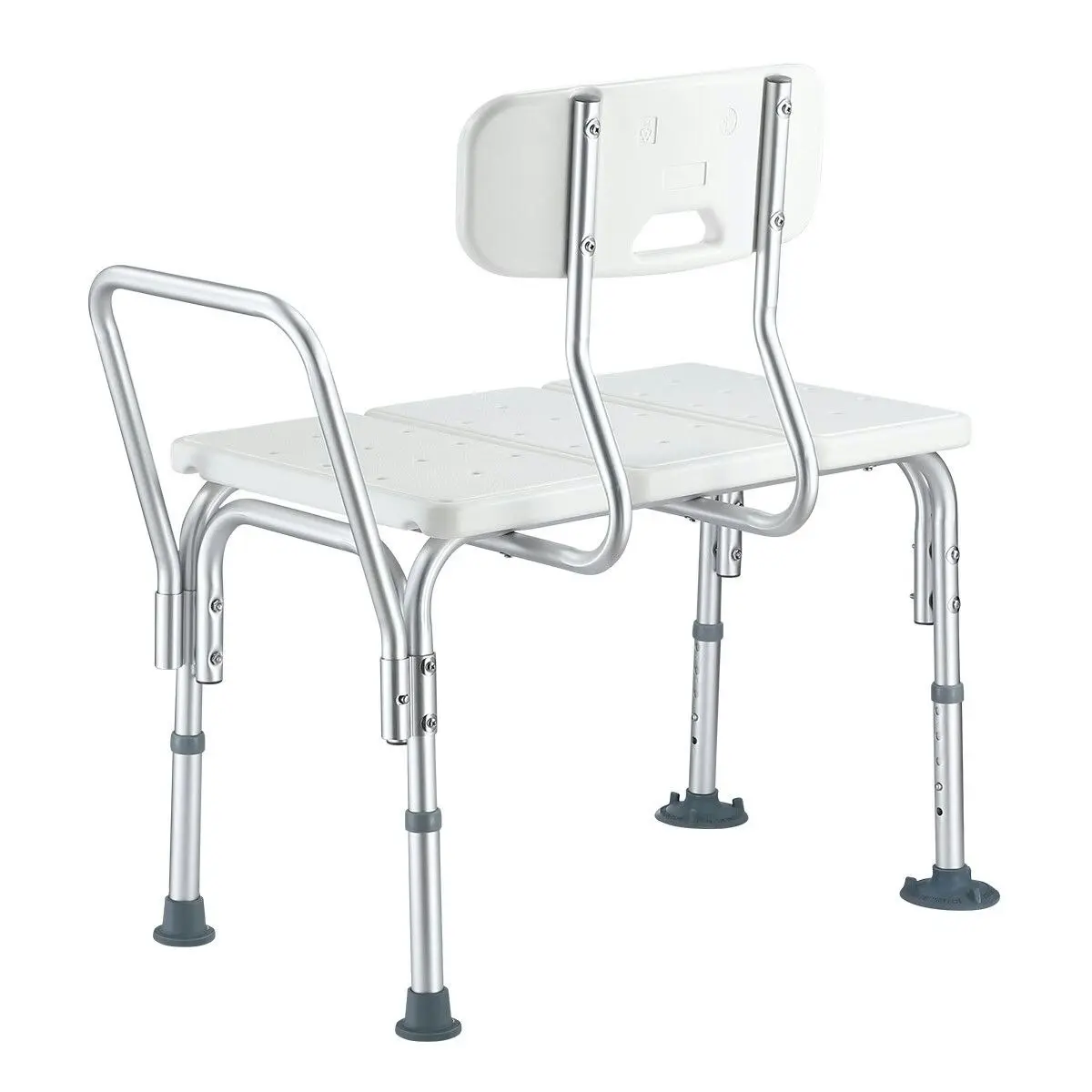 Ausway Medical Tub Transfer Bench Adjustable Shower Bath Seat Stool with Armrest and Back