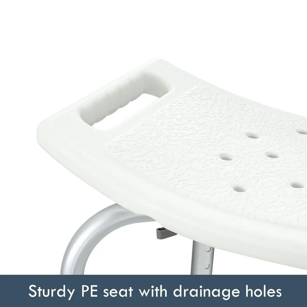 Ausway Adjustable Shower Chair Seat Bath Stool Bench with Assist Grab Bar Aid for Elderly Disabled