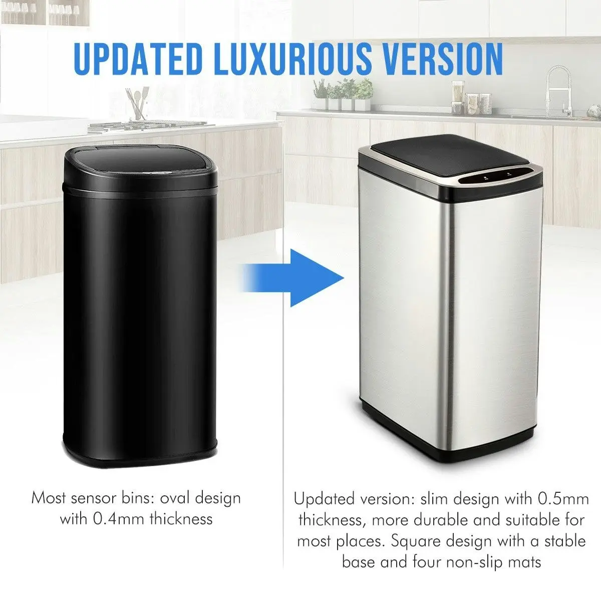 Maxkon 50L Smart Sensor Bin Kitchen Rubbish Recycling Bin Infrared Motion Sensor Trash Waste Bin