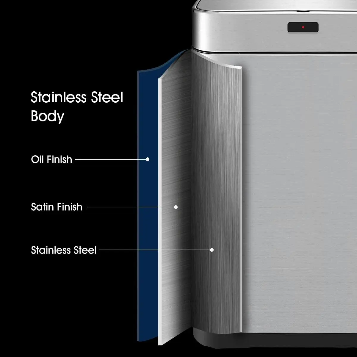 Ausway 75L Dual Rubbish Bin Recycling Kitchen Waste Trash Garbage Can Motion Sensor Stainless Steel Silver