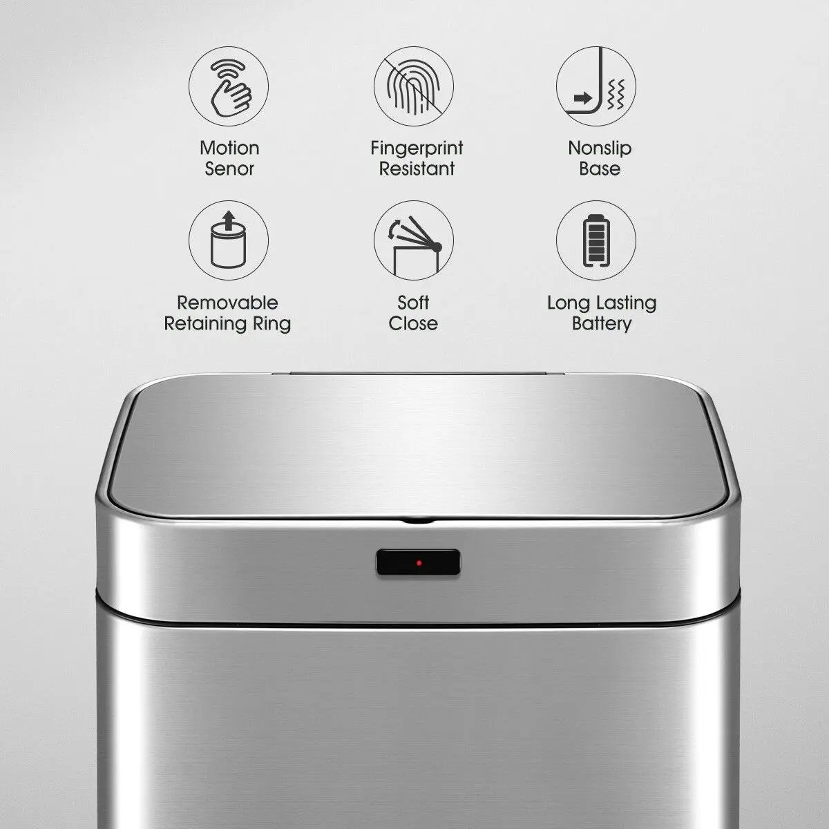 Ausway 75L Dual Rubbish Bin Recycling Kitchen Waste Trash Garbage Can Motion Sensor Stainless Steel Silver