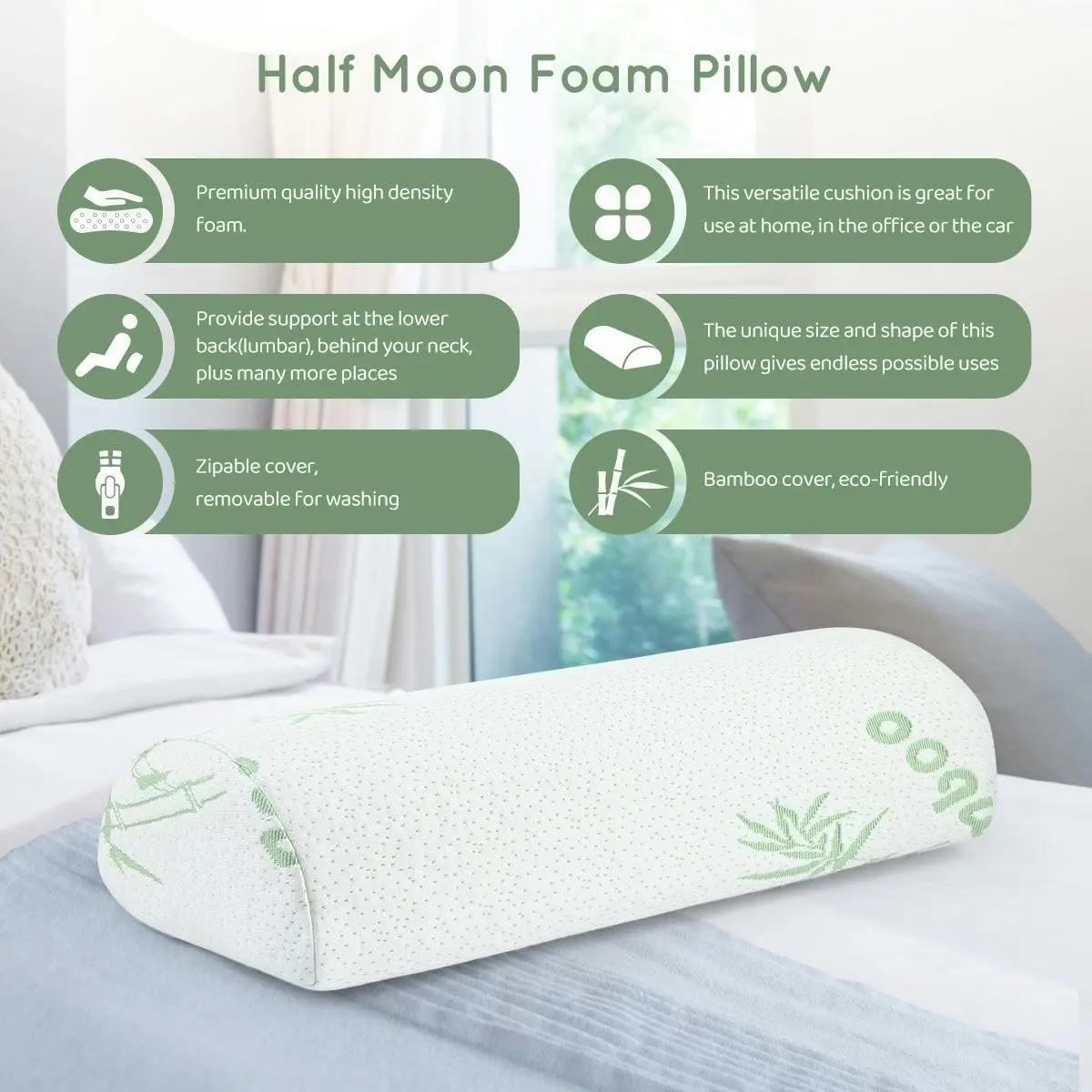 Ausway Half Moon Elevation Pillow Foam Bed Pillow Cushion Neck Support Leg Elevator