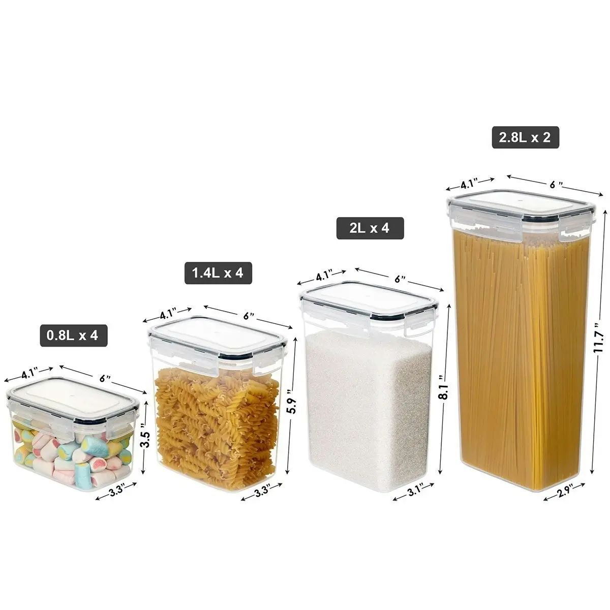 Ausway Set of 14 Flour and Sugar Canisters for Pantry Storage and Organization