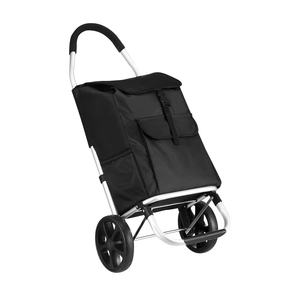 Ausway Foldable Aluminium Shopping Cart Trolley Bag Dolly w/ Wheels Black