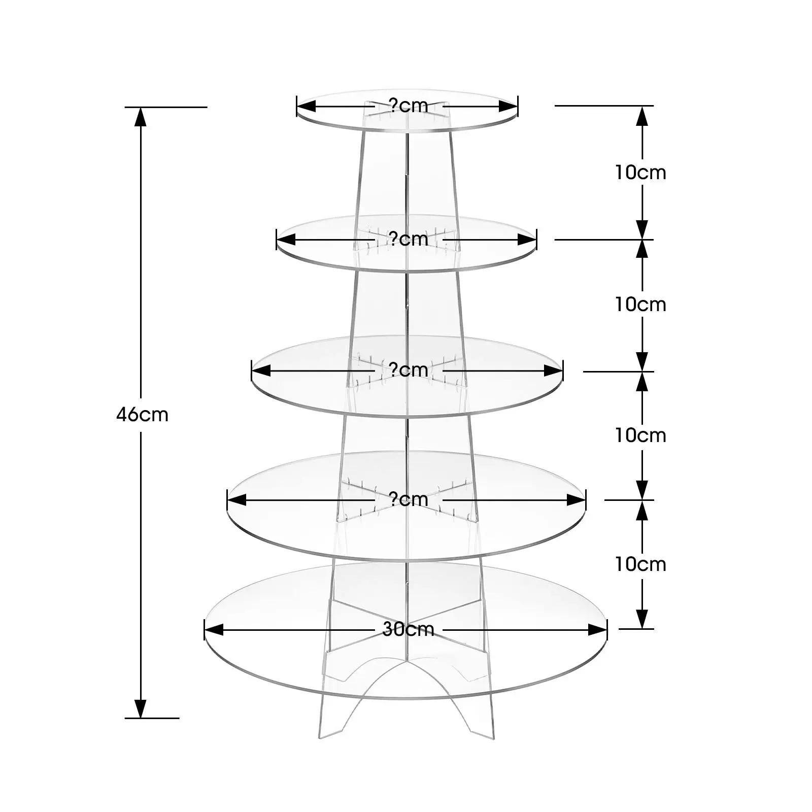 Ausway Acrylic Cupcake Stand 5 Tier Display Shelf Tower Unit Bakery Cake Donut Model Pastry Holder Round Clear for Wedding Party