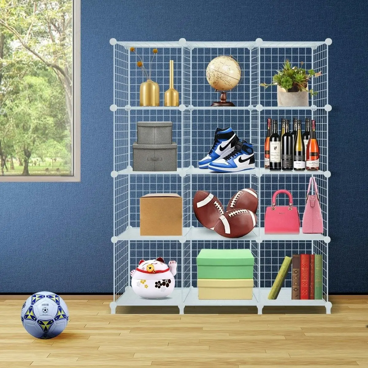 Ausway 12 Cube Metal Wire Storage Shelf Modular Organizer DIY Storage Rack White