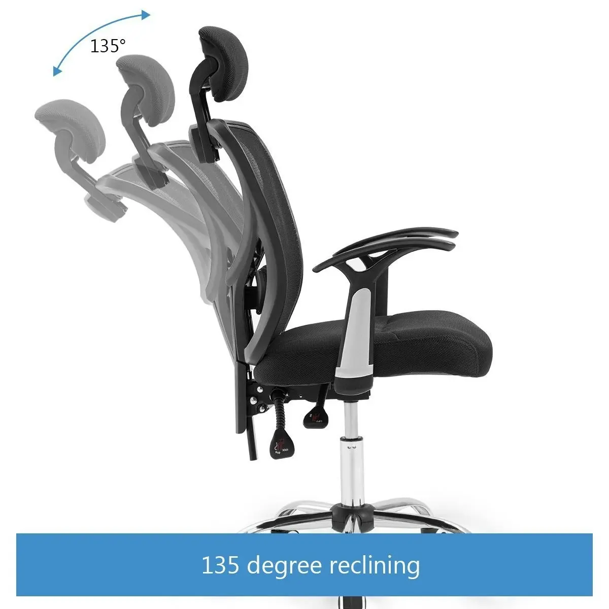 Neader Reclining Mesh Ergonomic office computer chair   Black