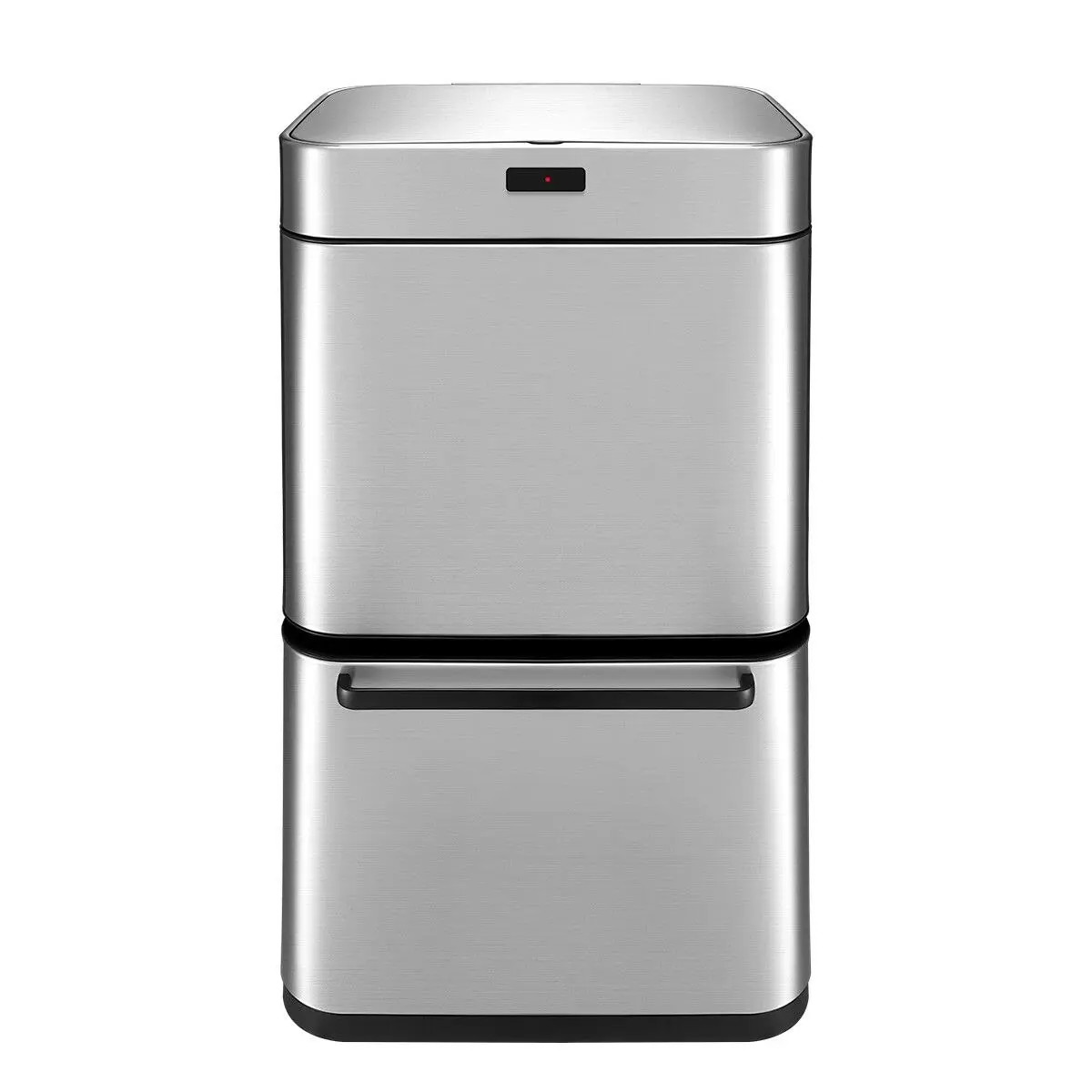 Ausway 80L Dual Rubbish Bin Sensor Recycling Kitchen Waste Trash Garbage Can Stainless Steel Silver