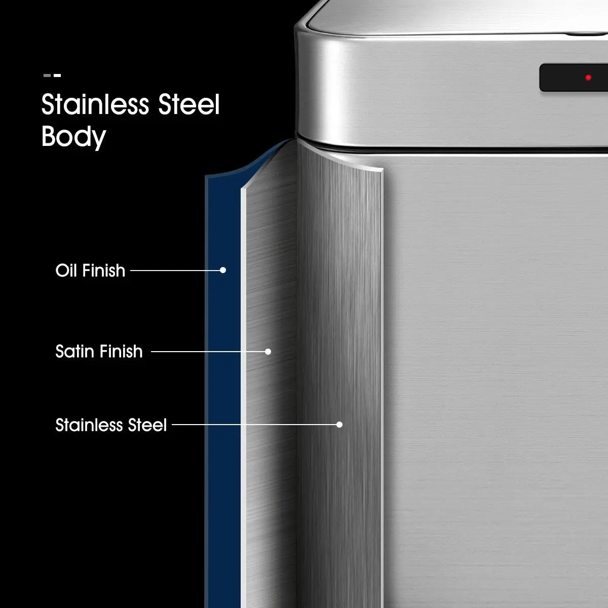 Ausway 80L Dual Rubbish Bin Sensor Recycling Kitchen Waste Trash Garbage Can Stainless Steel Silver