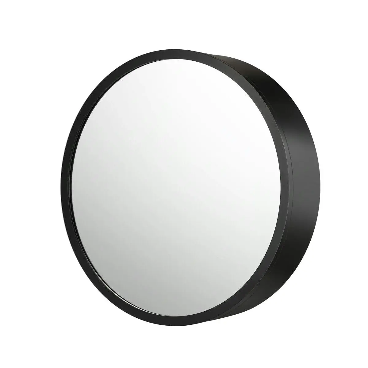 Ausway Bathroom Mirror Cabinet Medicine Vanity Round Wall Mirrored Cupboard with Storage Sliding Door Black 60cm Diameter