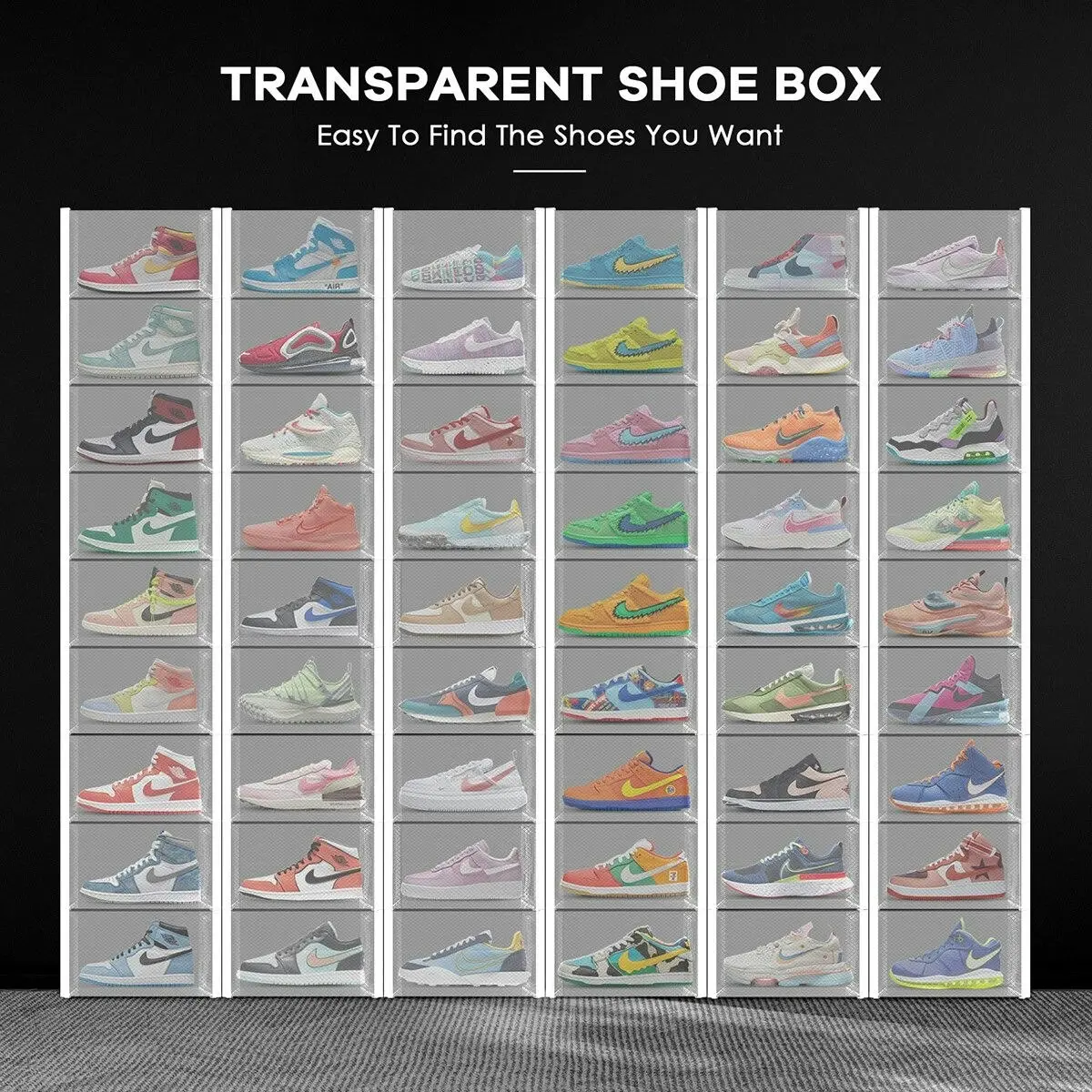 Ausway 12PCS Shoe Storage Box Sneaker Display Case Clear Plastic Boxes Extra Large Stackable Organiser