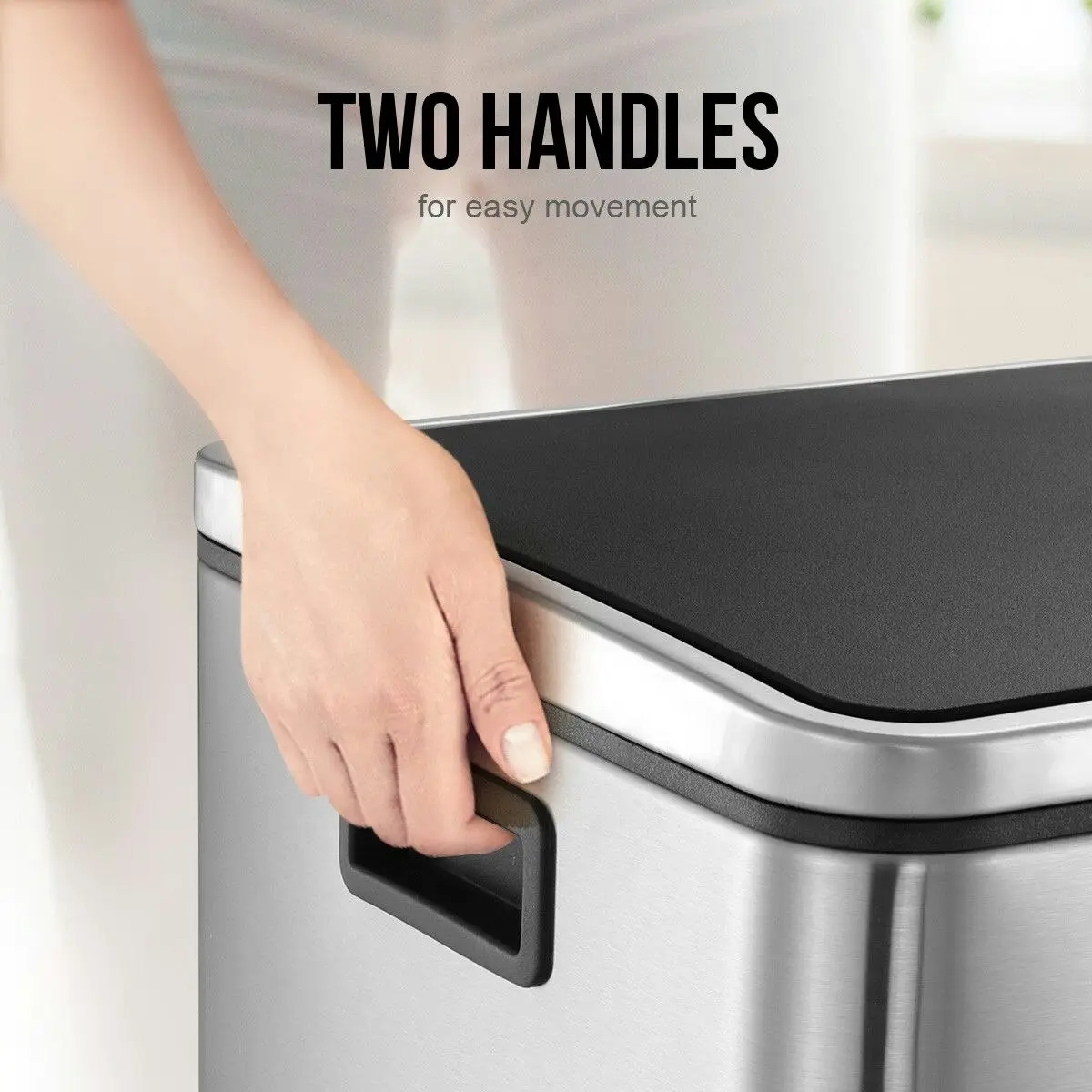 Maxkon  54L Pedal Recycling Bin Kitchen Rubbish Bin Waste Garbage Trash Bin Can with Three Compartments Silver