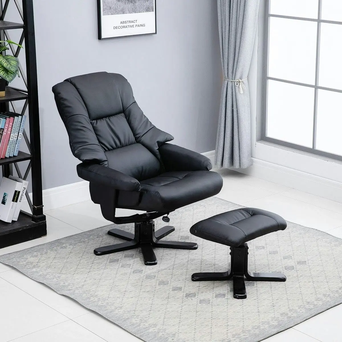 Luxdream  Home Office Recliner Chair PU Leather Armchair Lounge Sofa Couch Ottoman Footrest