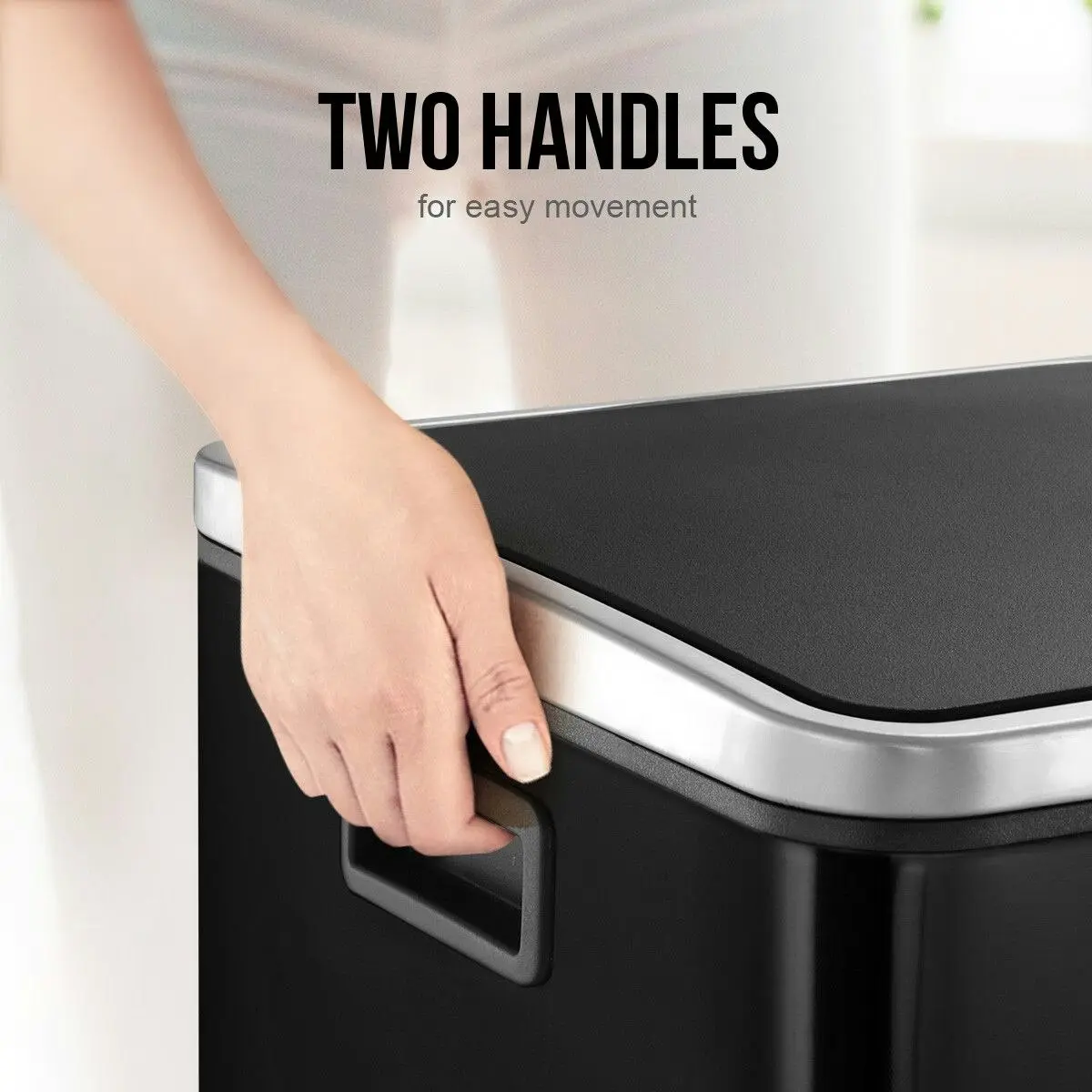 Maxkon  60L Pedal Recycling Bin Kitchen Rubbish Bin Waste Garbage Trash Bin Can with Dual Compartments Black