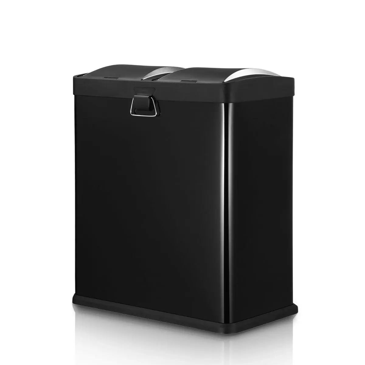 Maxkon 60L Dual Compartment Pedal Bin Kitchen Recycling Waste Bins Coated Steel Black