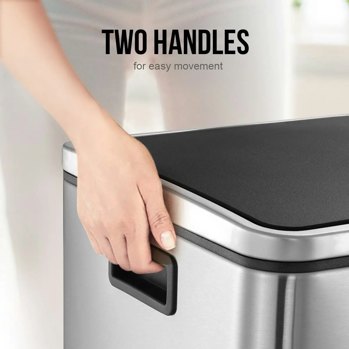 Maxkon 60L Dual Compartment Dustbin Stainless Steel Kitchen Garbage Rubbish Bin with Pedals