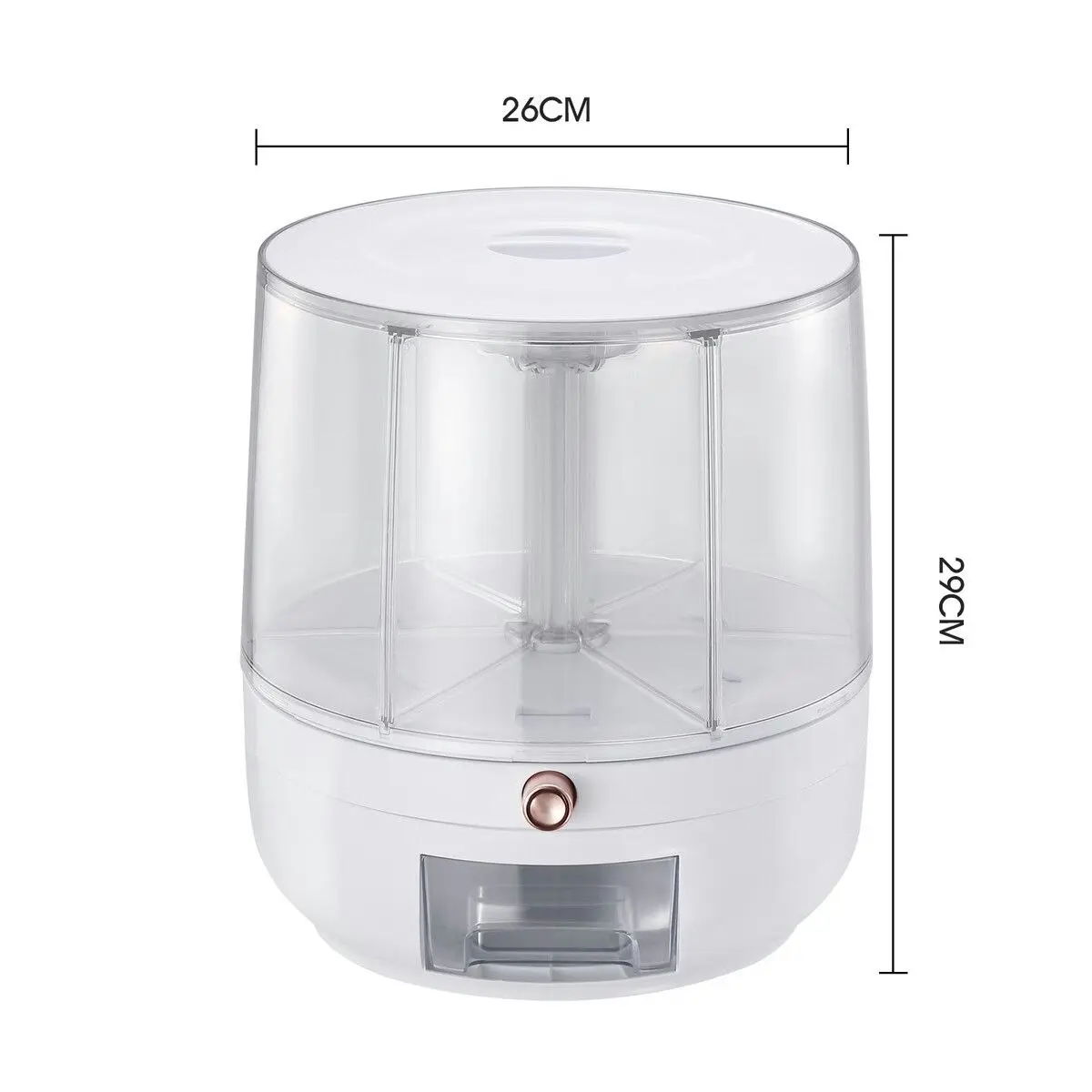 Ausway Cereal Rice Box Dispenser Rotating Dry Food Storage Container Bin Grain Flour Candy Snack 6 Grids Measuring Cup 10kg