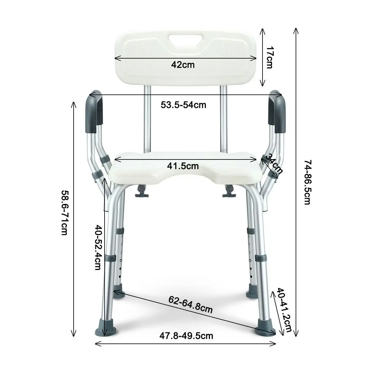 Ausway Medical Shower Chair Bathtub Bath Seat Stool with Back and Armrests