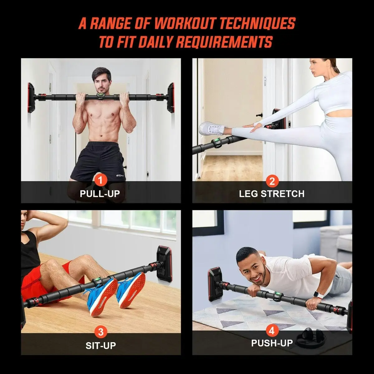 Genki Pullup Bar Push Up Door Chinup Situp Abs Workout Shoulder Fitness Chest Back Exercise Gym Indoor 200kg 96 To 135cm Adjustable Locking System