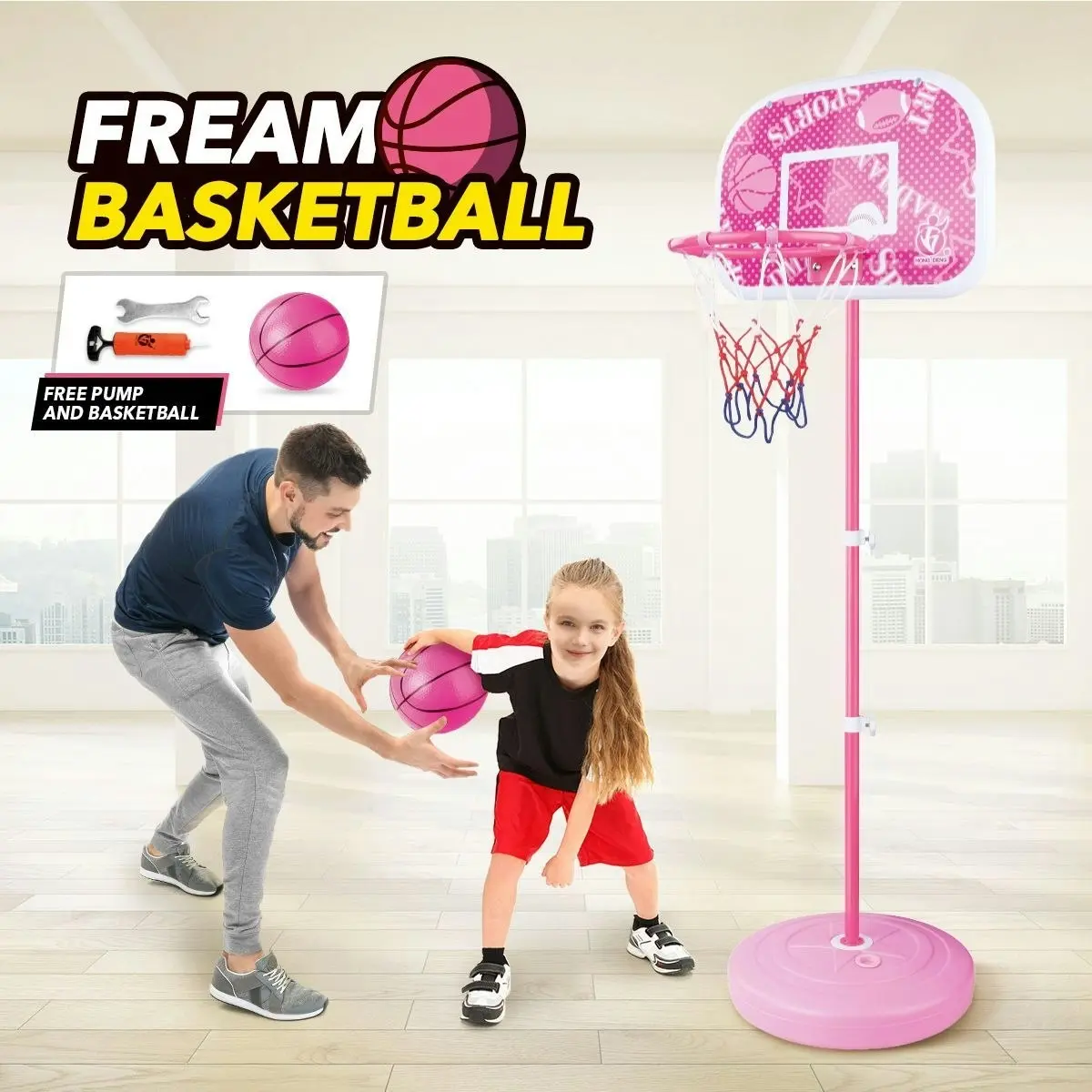 Ausway Portable Freestanding Kids Basketball Hoop Backboard Stand System 200x46x7cm