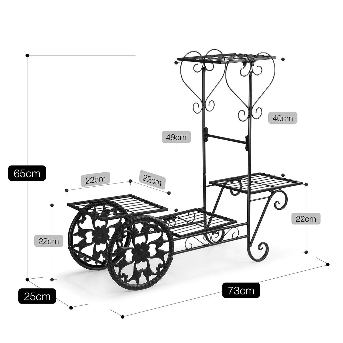 Ausway 4 Tier Metal Plant Stand Flower Plant Pot Stand Shelf Black