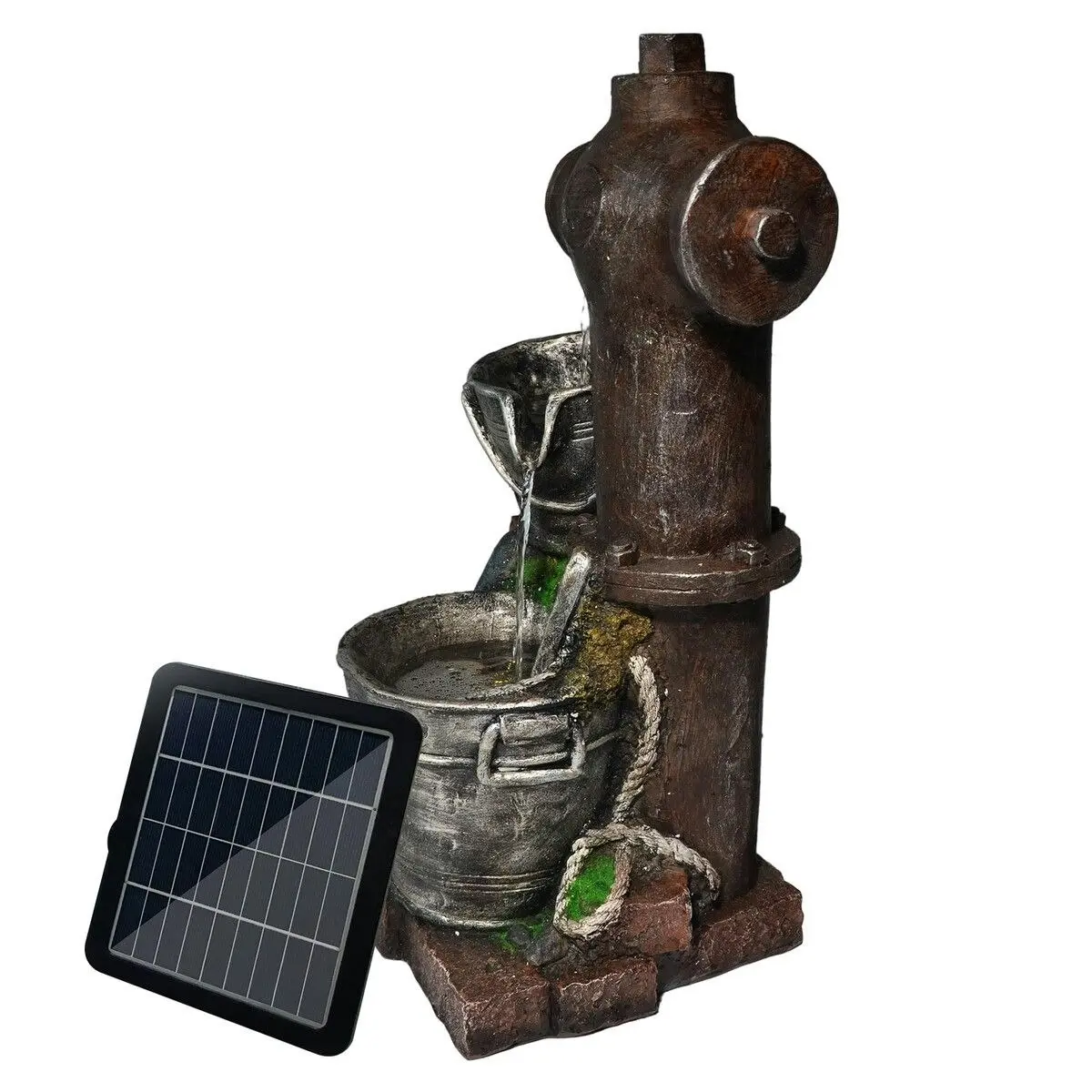 Maxkon Solar Powered Water Fountain Outdoor Garden Features Cascading Bird Bath LED Indoor Backyard Pond