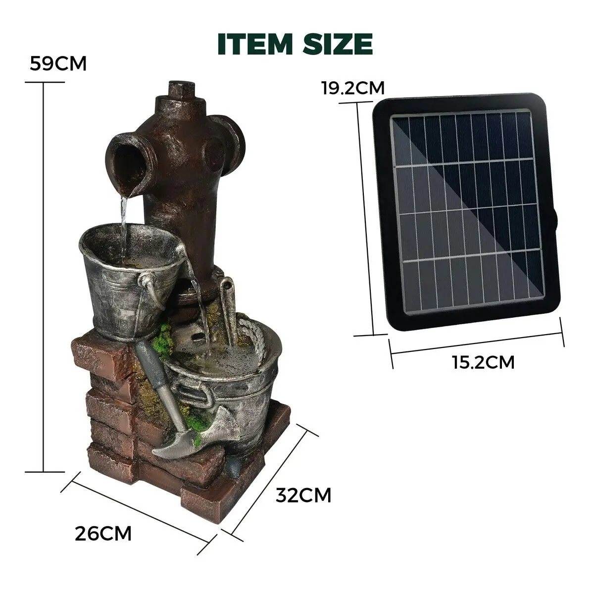 Maxkon Solar Powered Water Fountain Outdoor Garden Features Cascading Bird Bath LED Indoor Backyard Pond