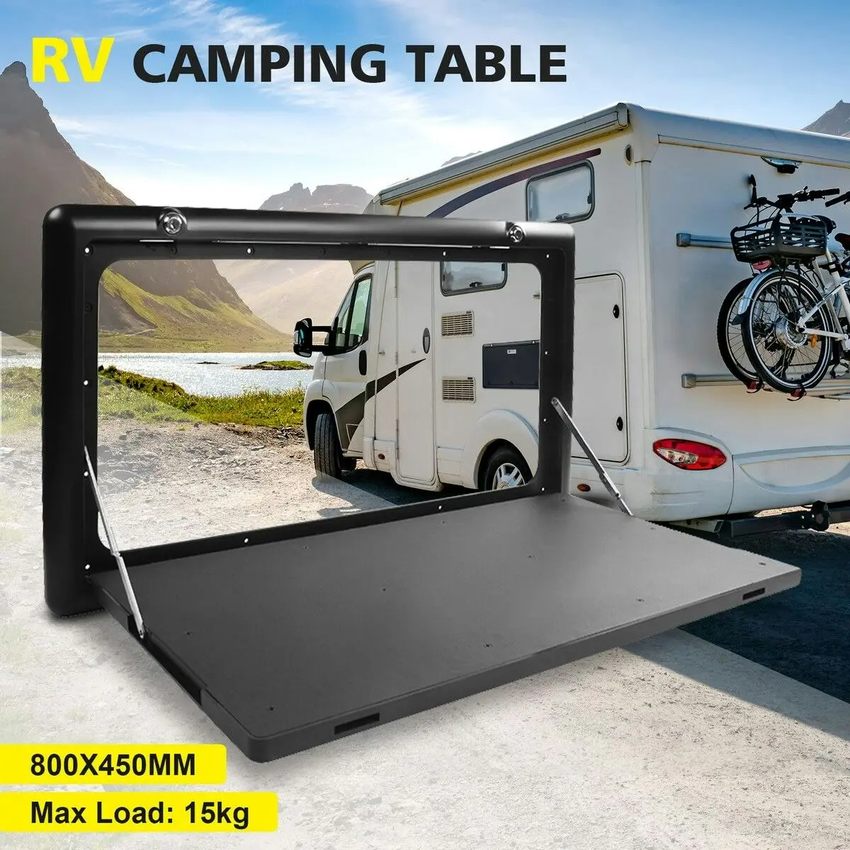 OGL RV Wall Camping Table Camper Folding Picnic Caravan Exterior Mount Motorhome Campervan Hanging Countertop Workbench