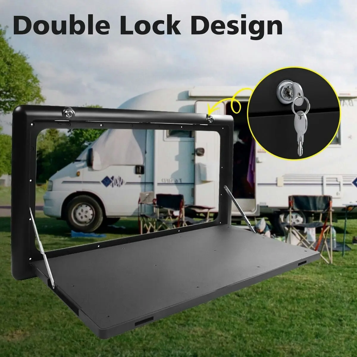 OGL RV Wall Camping Table Camper Folding Picnic Caravan Exterior Mount Motorhome Campervan Hanging Countertop Workbench